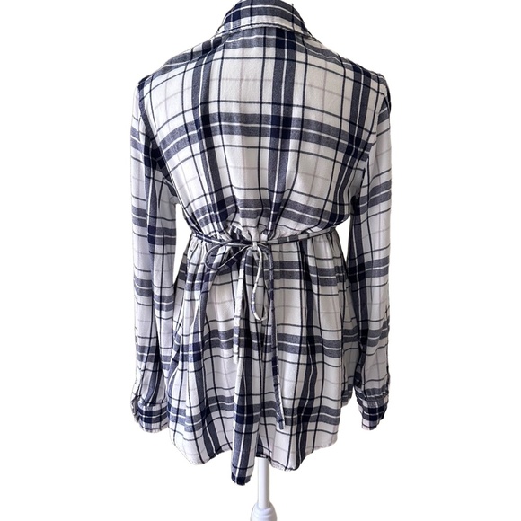 ISABEL MATERNITY Plaid Long Sleeve Button Down Empire Waist Flowy Blouse Size M - Picture 10 of 12
